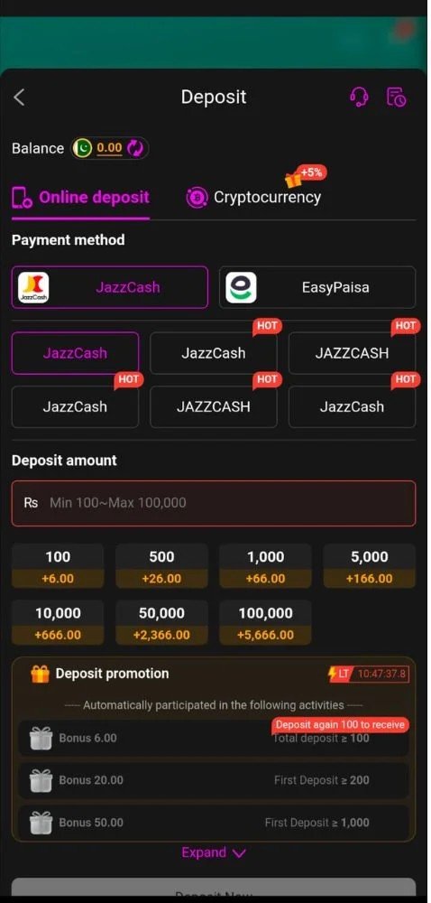 999v deposit